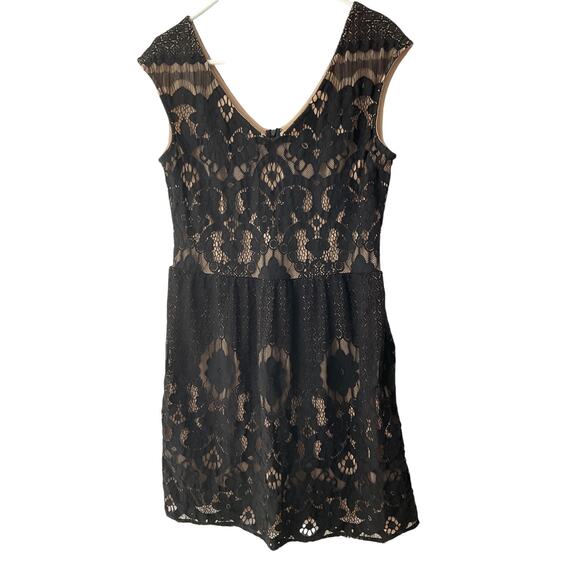 Madison Leigh Size 12 Black & Tan Lace Dress - Picture 2 of 5